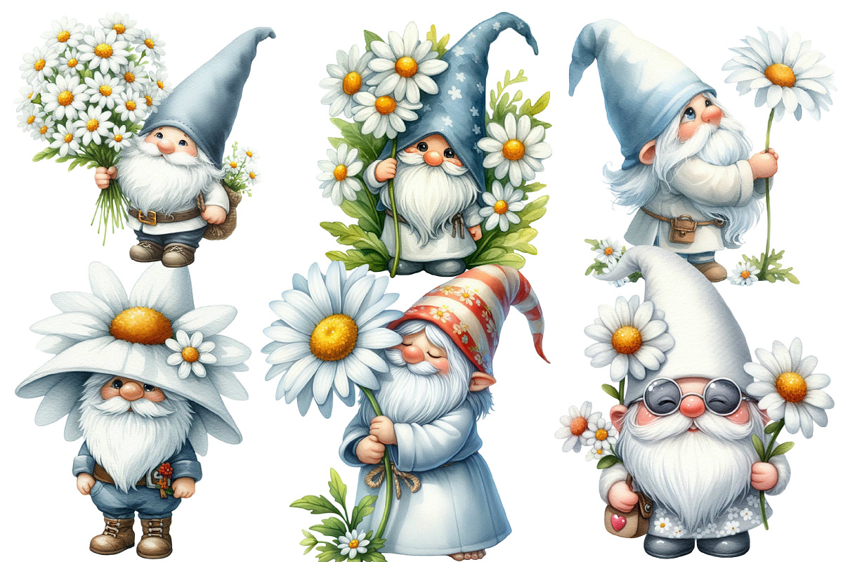 Watercolor  White Gnome Daisy, an Illustration by Designworld (Photo 6 of 6)