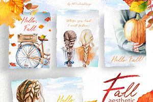 Watercolor Fall Aesthetic Clipart