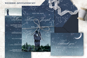 Night Sky Wedding Invitation Suite