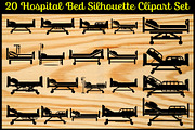 20 Hospital Bed Silhouette Clipart S, an Illustration by balal (Thumbnail 1 of 4)