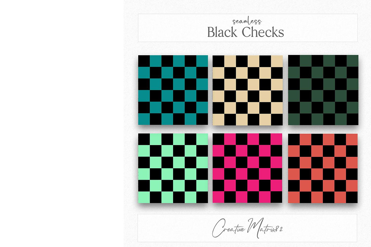 Black Checkered Seamless Patterns, a Pattern Graphic by Creative Matrix82 (Photo 4 of 7)