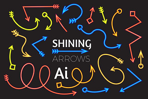 Neon Arrow Brushes Set. Vector.