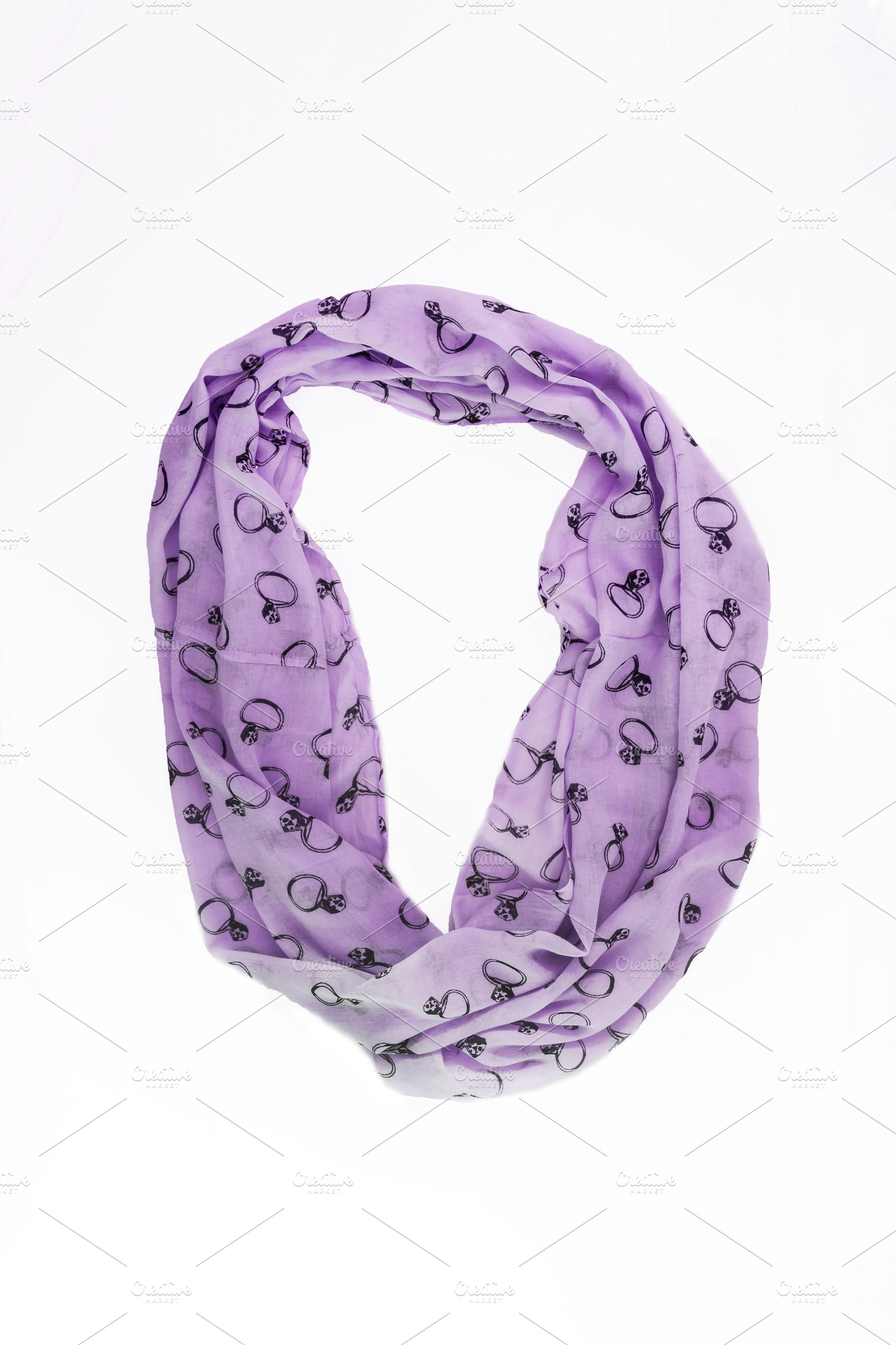 colored with trendy pattern ring scarf-snood, isolated on white, a Beauty & Fashion Photo by TanaCh