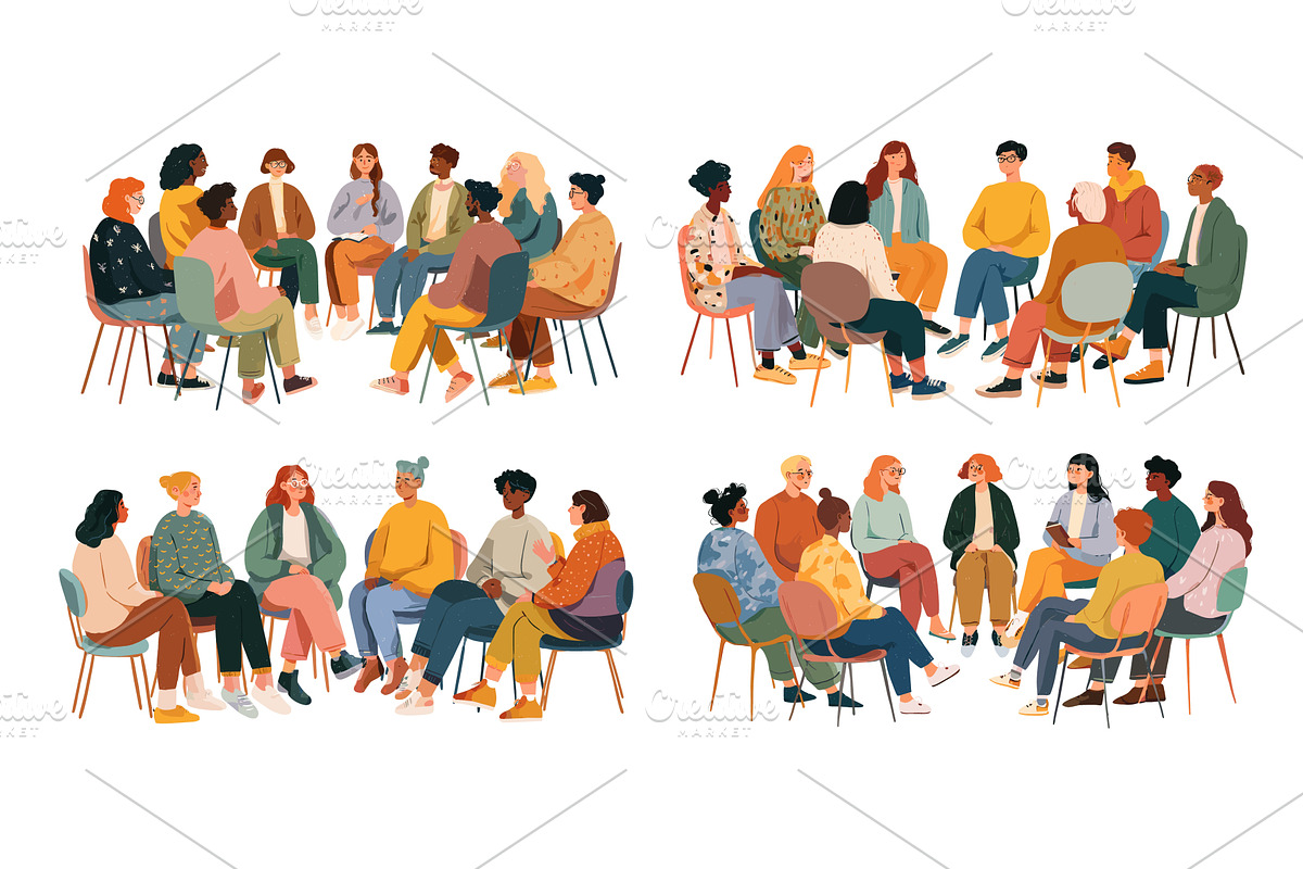 Psychotherapy group. People therapy, a Person Illustration by Stock-Smart-Start
