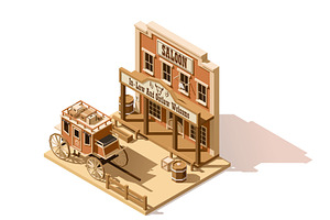 Vector Isometric Low Poly Wild West Saloon