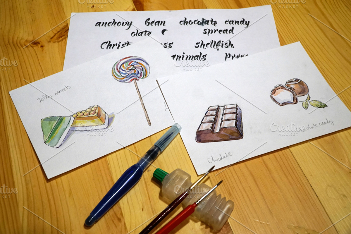Watercolor sweets, a Food Illustration by miminoshka (Photo 7 of 10)