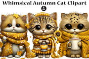Whimsical Autumn Cat Clipart, a Seasonal Illustration by CreationArt (Thumbnail 1 of 6)