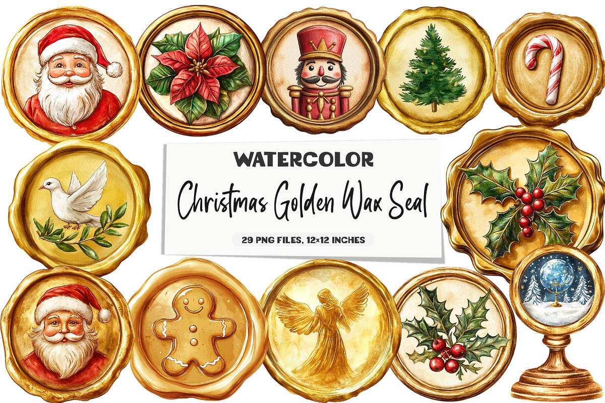 Christmas Golden Wax Seal Sublimatio, an Illustration by DreamArtGraphic (Photo 1 of 5)