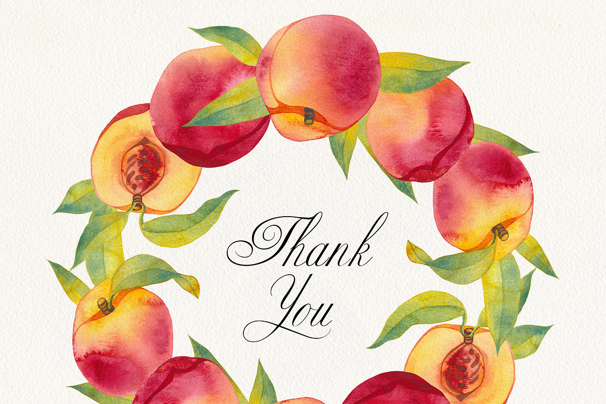 Watercolor Peach Fruits Clipart, a Food Illustration by Olga Begak Art & Design (Photo 7 of 7)