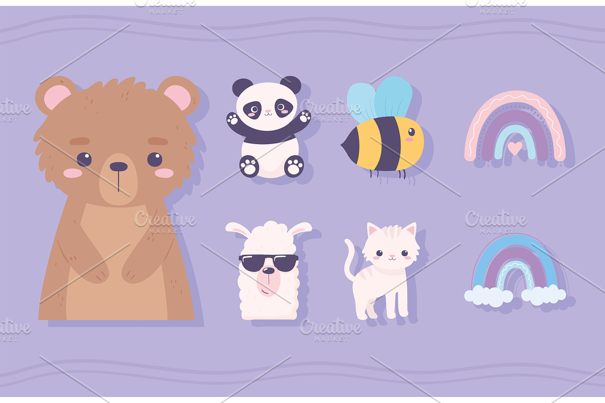 cute little animals, an Animal Illustration by studiogstock