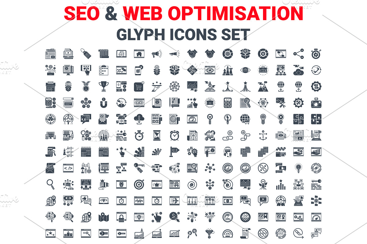 SEO & WEB Glyph Vctor Icons Set., an Icon by Oleksii