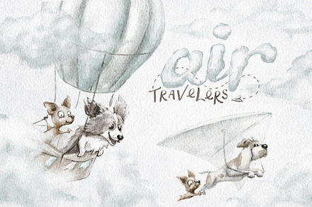Air travelers. Hot air, hang glider
