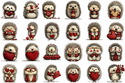 Funny Valentine Day Hedgehog Clipart, an Illustration by Sublimation Artist (Thumbnail 2 of 6)