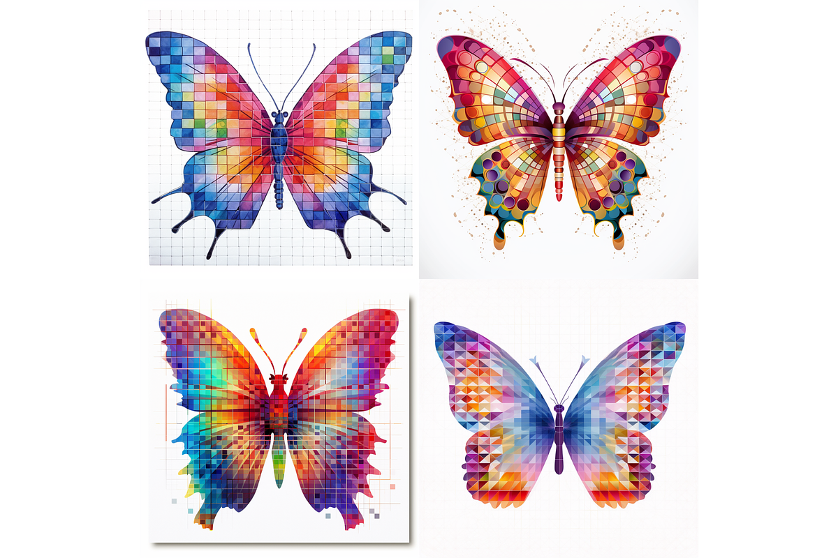 Prompt Mosaic Butterfly Clipart, a Decorative Illustration by Creative design (Photo 4 of 7)