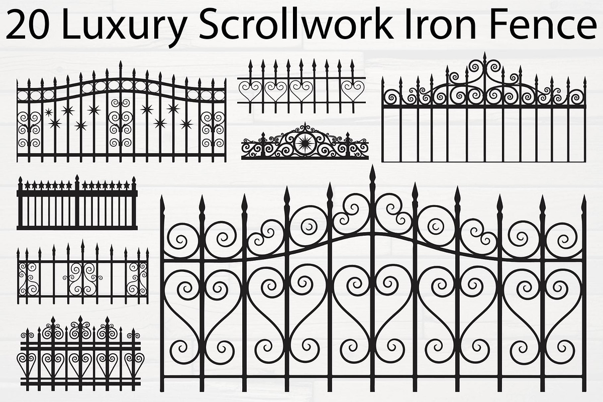 Luxury Scrollwork Iron Fence, an Object Graphic by Designer_Momina (Photo 1 of 14)
