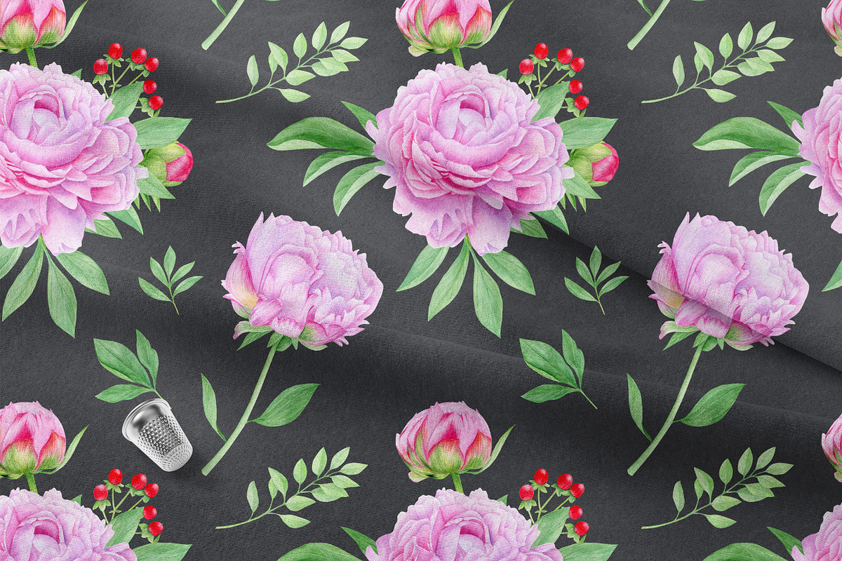 Watercolor pink peony illustrations, a Texture Illustration by svetodesign (Photo 11 of 11)