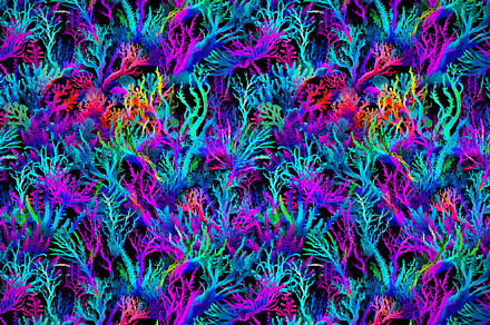 Corals and plants sea pattern