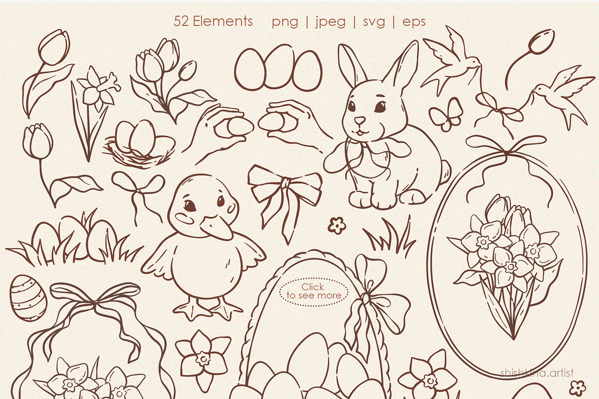 Easter & Spring Clipart Set, a Seasonal Illustration by shishkina.artist (Photo 2 of 9)