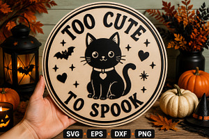 Halloween Black Cat Round Sign SVG, an Object Graphic by YA Design