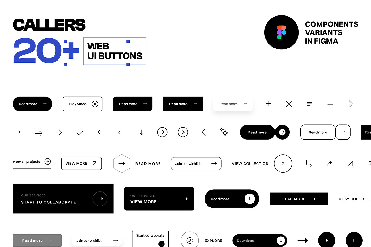 Callers: Figma Web UI Buttons Kit, an UI Kit Template by neuwebz (Photo 1 of 4)