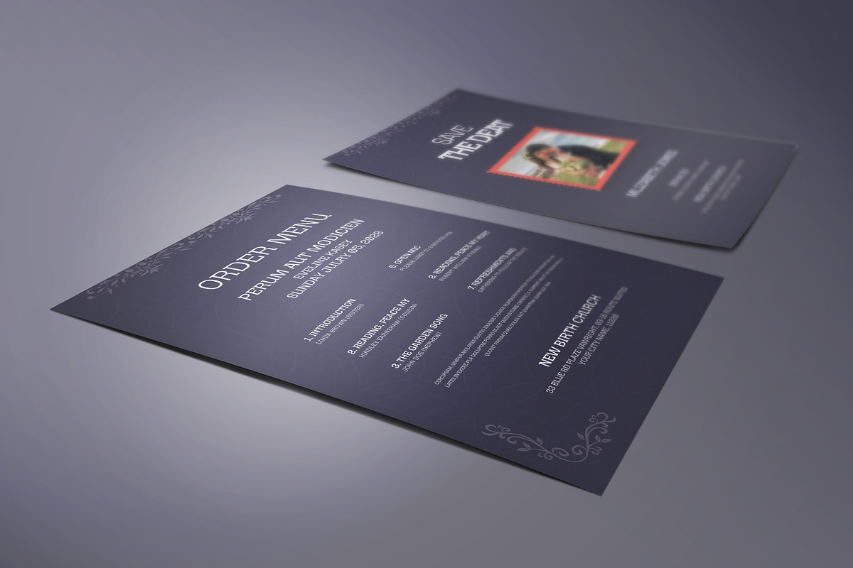 Simple Art Deco Funeral Program, an Invitation Template by Creatiya Type (Photo 2 of 6)