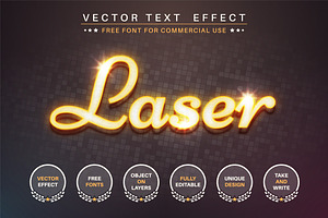 Yellow Laser - Editable Text Effect,