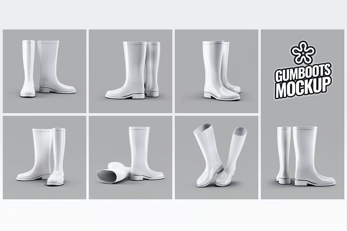Gumboots Mock-Up, an Apparel Mockup by DesignRushMarket (Photo 2 of 7)