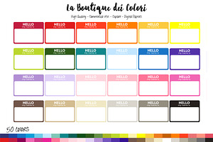 50 Hello My Name Is Name tag Clipart, an Education Illustration by La Boutique dei Colori