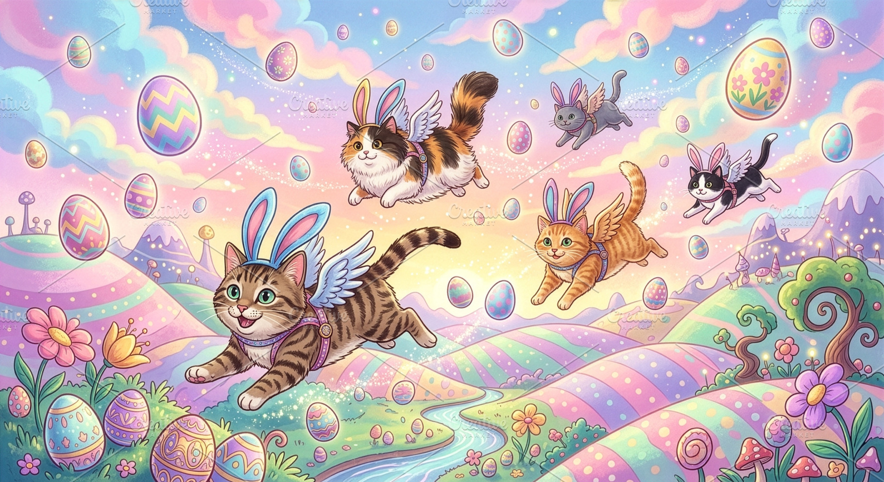 Whimsical easter digital art illustr, a Holiday Photo by Imaginarium