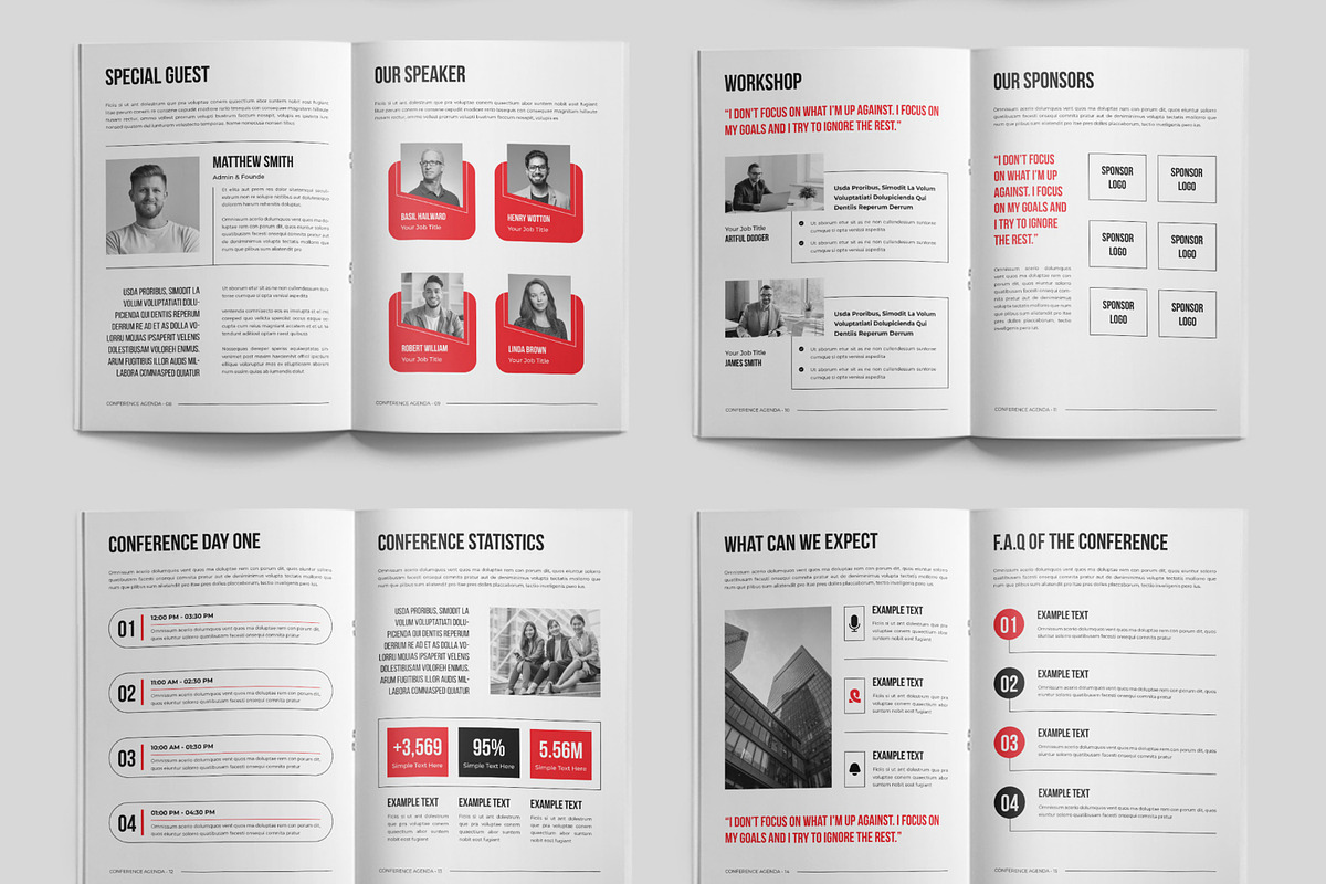 Conference Agenda Layout With Red