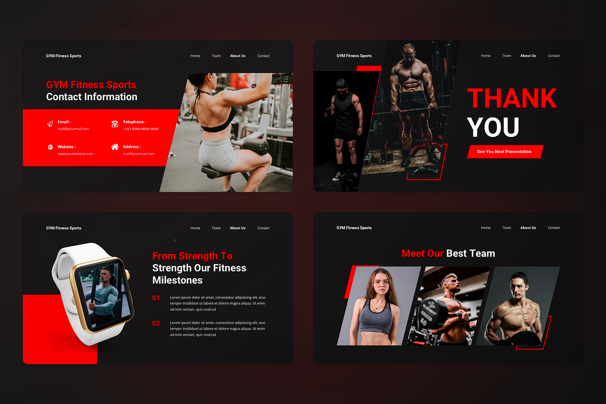 GYM Fitness Sports Google Slides, a Presentation Template by SquidPixey (Photo 4 of 7)