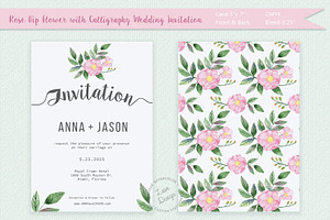 Rosehip Watercolor Wedding Invite