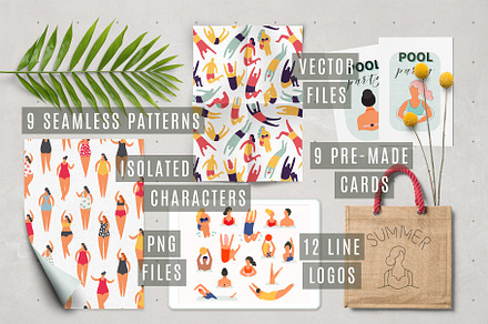 Summer beach girls patterns set
