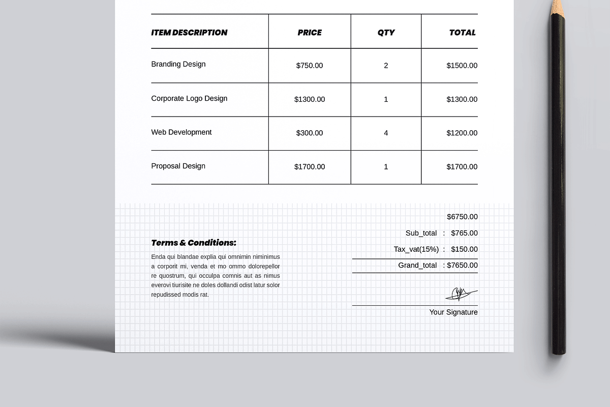 Invoice Template, a Stationery Template by MightyDesign (Photo 3 of 8)