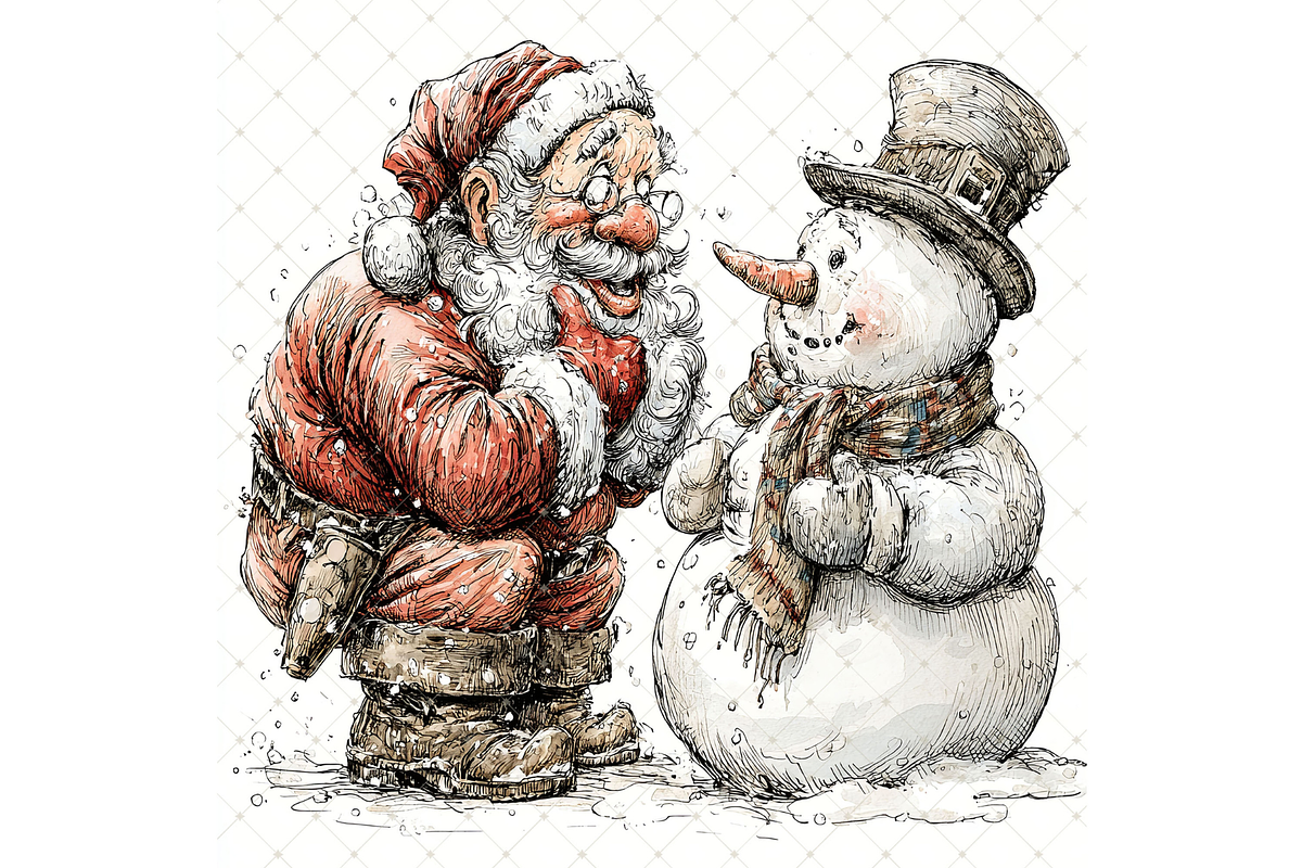 Santa and Snowman Clipart JPG, a Seasonal Illustration by Memories By Lea (Photo 9 of 18)