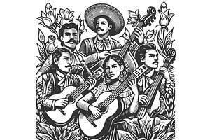 Traditional Mariachi Band Vector