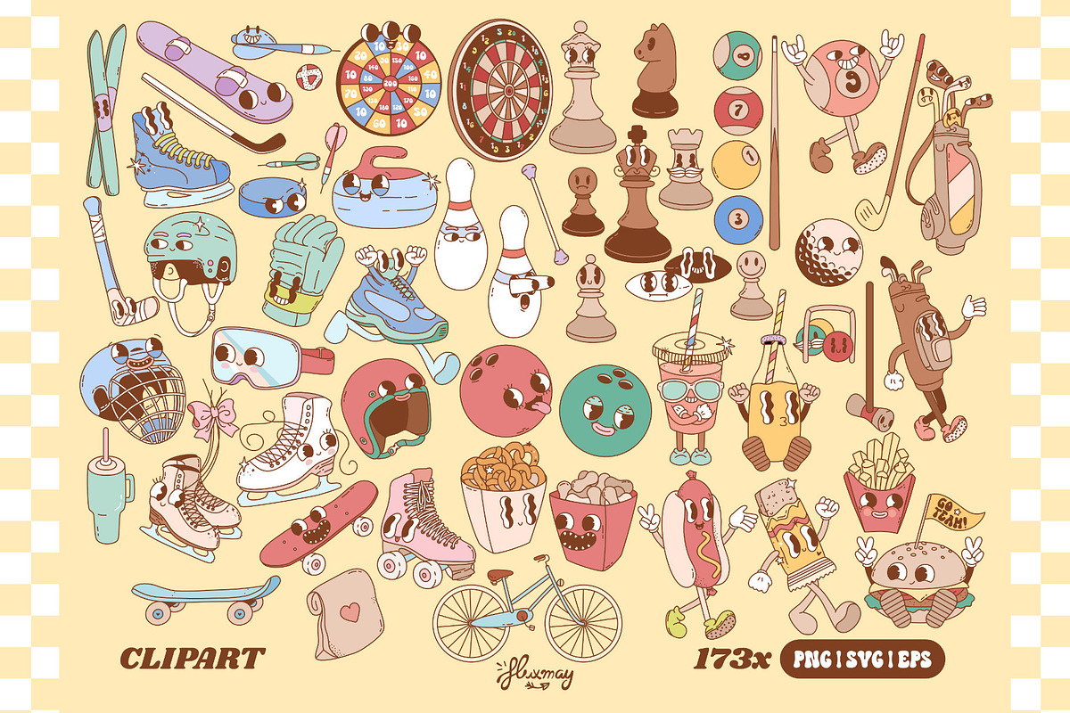 Retro Sport clipart bundle, a Sport Illustration by Huxmay (Photo 4 of 7)