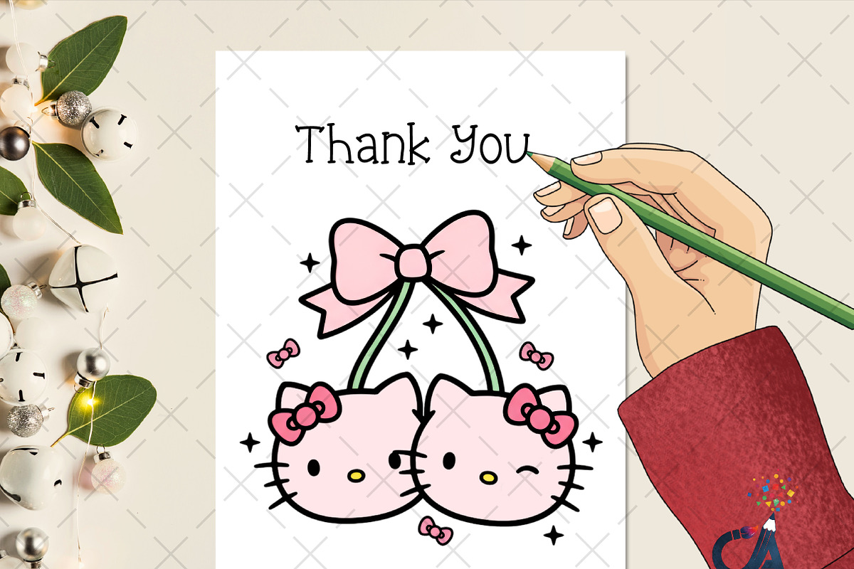 Coquette Bow Cherry Hello Kitty Png, an Illustration by Creative Art (Photo 2 of 6)