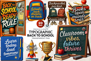 Back To school quotes Clipart Set, an Education Illustration by ThatsDesignArt