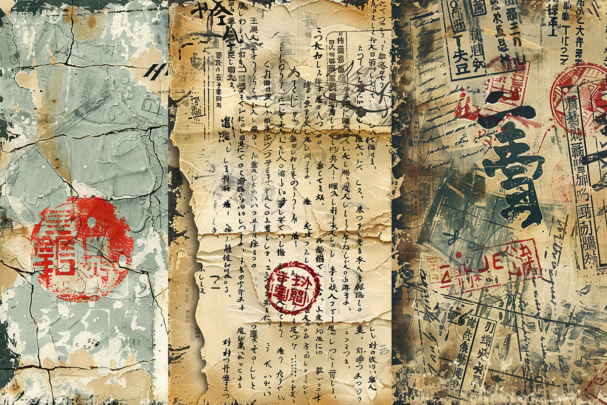 Grunge Japan Letters Digital Papers, a Background Graphic by BonaDesigns (Photo 4 of 5)
