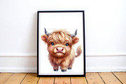 Watercolor Cute Highland Cow PNG, a Graphic by CitraGraphics (Thumbnail 4 of 6)