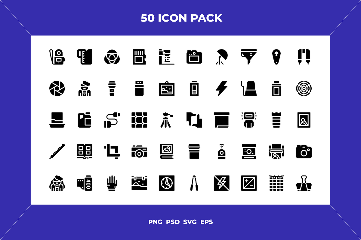 Photography icons, an Outline Icon by Wencory (Photo 1 of 2)