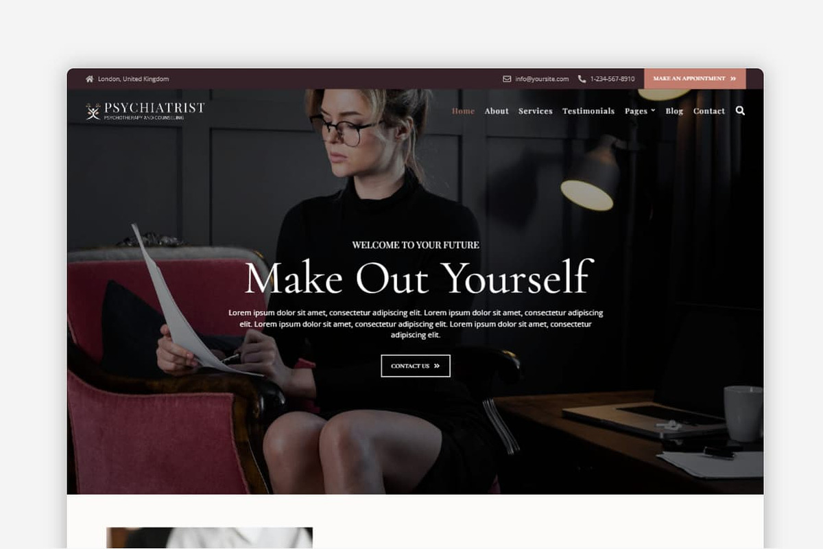 Psychiatrist WordPress Theme, a WordPress Template by Your Theme Shop (Photo 1 of 9)