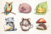 Watercolor Sleepy Animals Clipart, an Illustration by Dream Creation (Thumbnail 3 of 6)