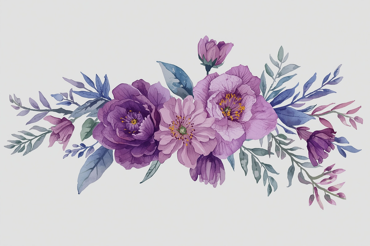 Elegant Purple Floral Set, an Illustration by balal (Photo 9 of 11)