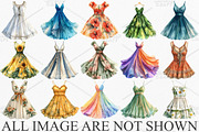 Watercolor Summer Dress Clipart PNG, an Illustration by Canvas Craft (Thumbnail 3 of 7)