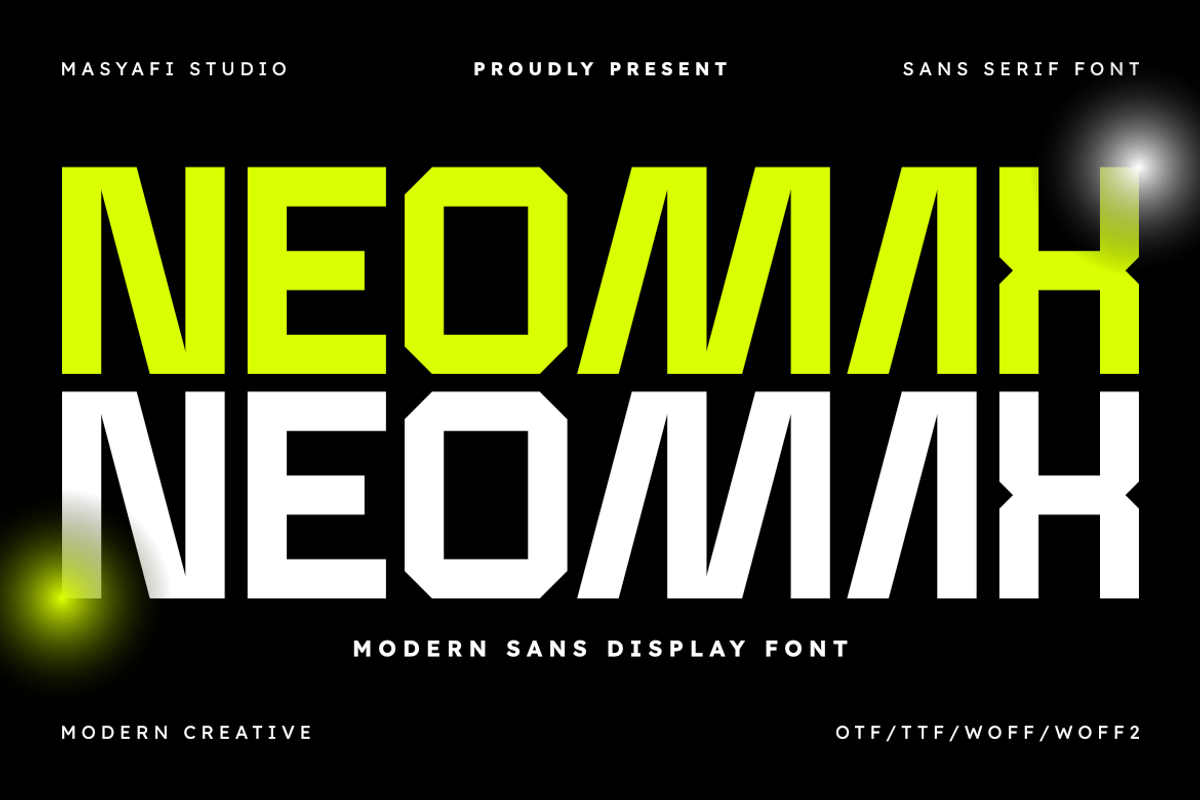 Neomax - Modern Geometric Sans Serif, a Sans Serif Font by Masyafi Studio (Photo 1 of 9)