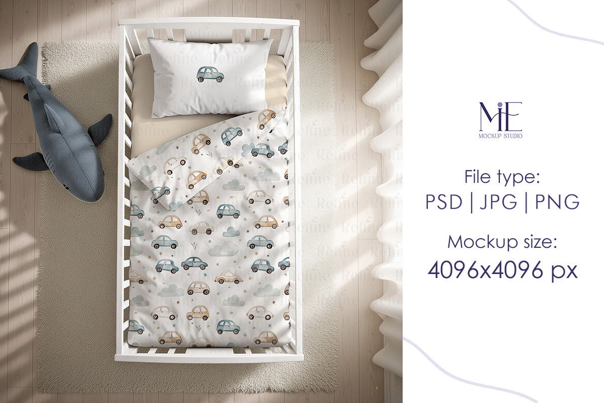 Baby Crib Bedding Mockup, a Mockup by Mie Mockup Studio (Photo 4 of 5)