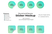 Adhesive Stickers Set Mockup, a Cups & Container Mockup by Runend (Thumbnail 1 of 5)