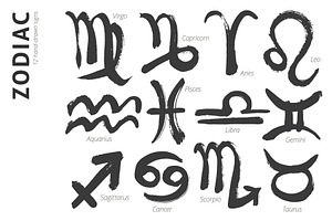 Hand-drawn zodiac signs